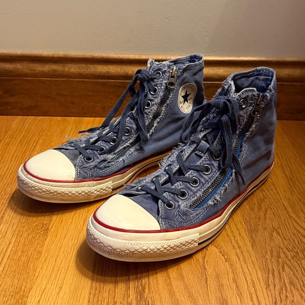 Converse CT Double Zip Distressed Denim High Top Sneakers Limited Edition M 10.5 - Picture 5 of 13